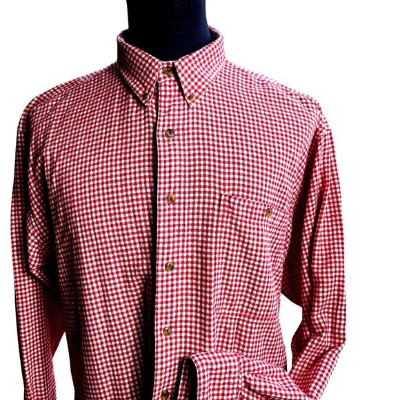 Vintage Chaps Ralph Lauren Shirt Mens XL red check Flannel Button Up Cotton - Picture 1 of 12